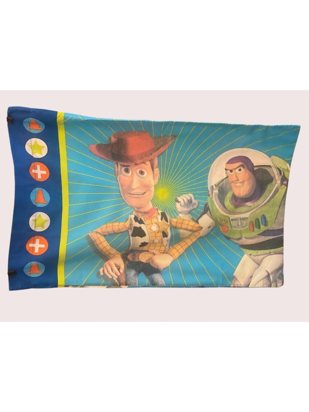 VTG Disney Pixar Toy Story Standard Pillow Case Double Sided Woody Buzz Lightyea